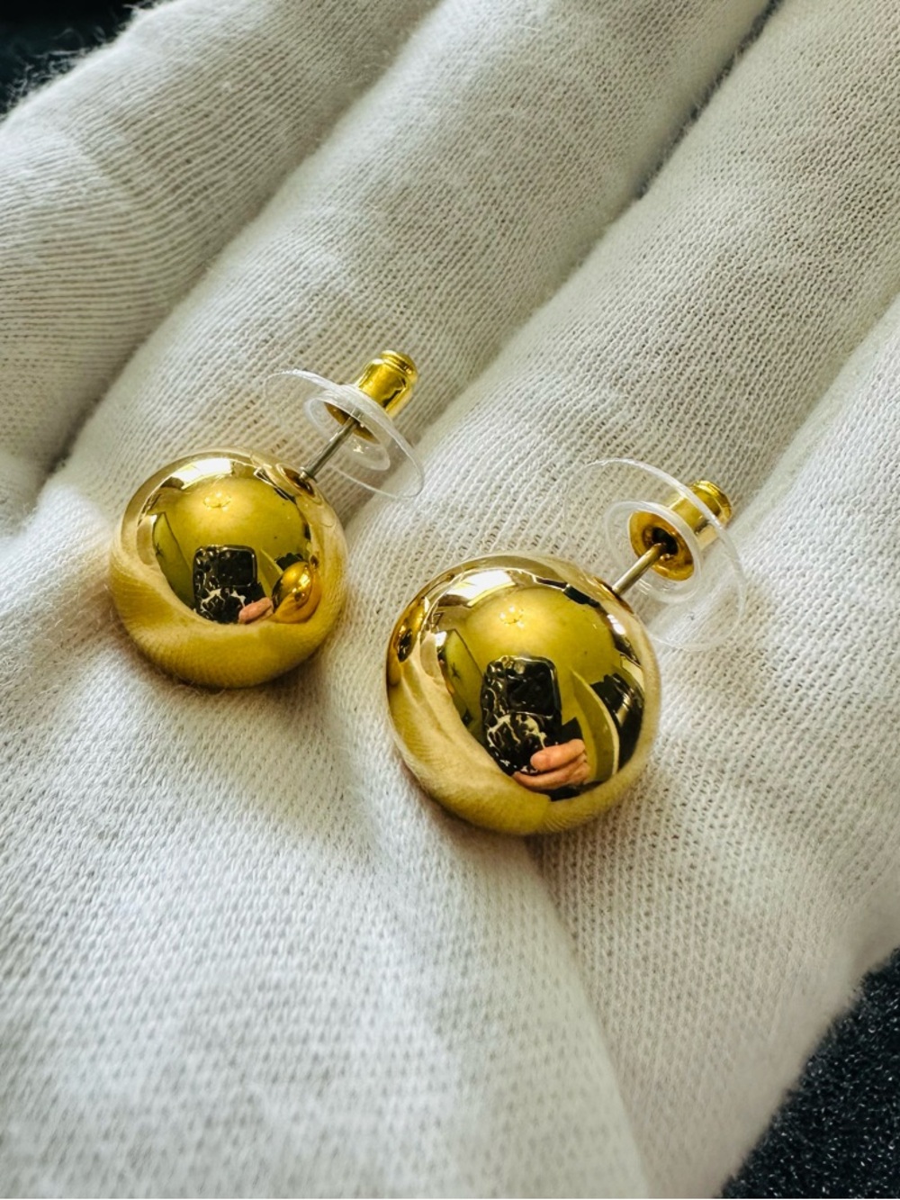 Classic Round Ball Gold-Tone Stud Earrings 13mm
